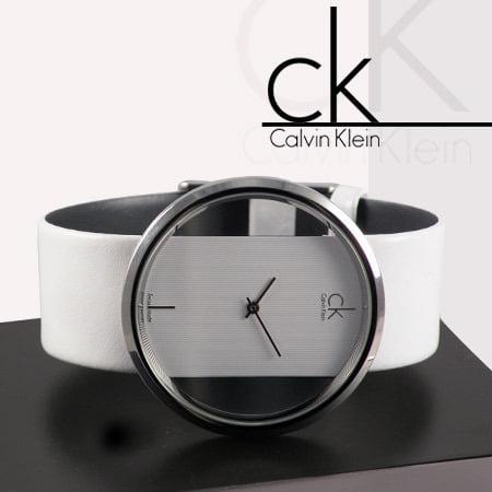 Calvin Klein Glam Transparent Dial White Leather Strap Watch for Women - K9423101 Buy Now By Calvin Klein