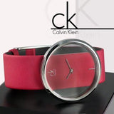 Calvin Klein Glam Transparent Dial Red Leather Strap Watch for Women - K9423144 Buy Now By Calvin Klein