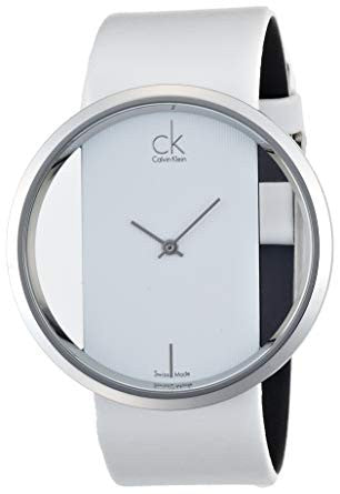 Calvin Klein Glam Transparent Silver Dial Grey Leather Strap Watch for Women - K9423193 Buy Now By Calvin Klein