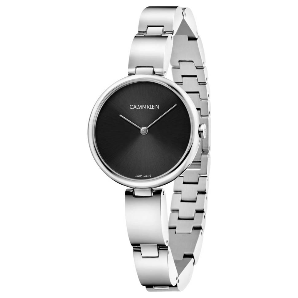Calvin Klein Wavy Black Dial Silver Steel Strap Watch for Women - K9U23141 Buy Now By Calvin Klein