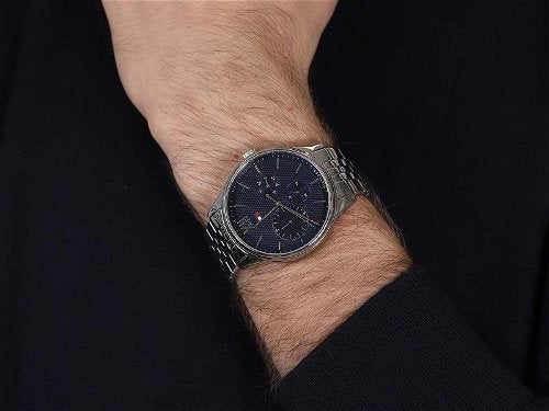 Tommy Hilfiger Damon Chronograph Blue Dial Silver Steel Strap Watch for Men - 1791416 Buy Now By Tommy Hilfiger