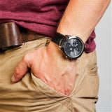 Tommy Hilfiger Deacan Grey Dial Black Leather Strap Watch for Men - 1791548 Buy Now By Tommy Hilfiger