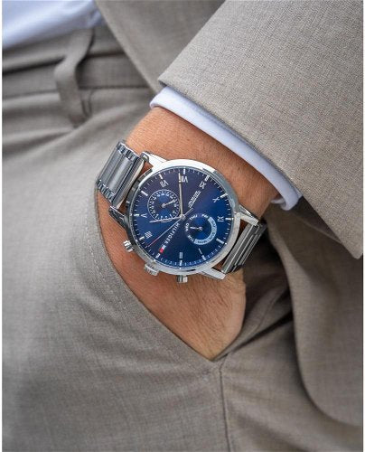 Tommy Hilfiger Kane Blue Dial Silver Steel Strap Watch for Men - 1710401 Buy Now By Tommy Hilfiger