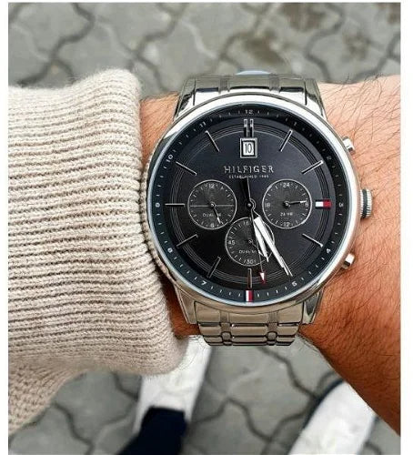 Tommy Hilfiger Kyle Chronograph Grey Dial Silver Steel Strap Watch for Men - 1791632 Buy Now By Tommy Hilfiger