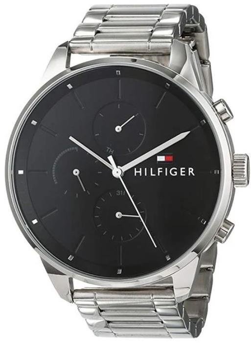 Tommy Hilfiger Chase Quartz Black Dial Silver Steel Strap Watch For Men - 1791485 Buy Now By Tommy Hilfiger