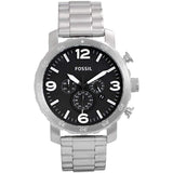 Fossil Nate Chronograph Black Dial Silver Steel Strap Watch for Men - JR1353 Buy Now By Fossil