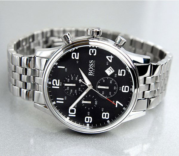 Hugo Boss Aeroliner Chronograph Black Dial Silver Steel Strap Watch For Men - 1512446 Buy Now By Hugo Boss