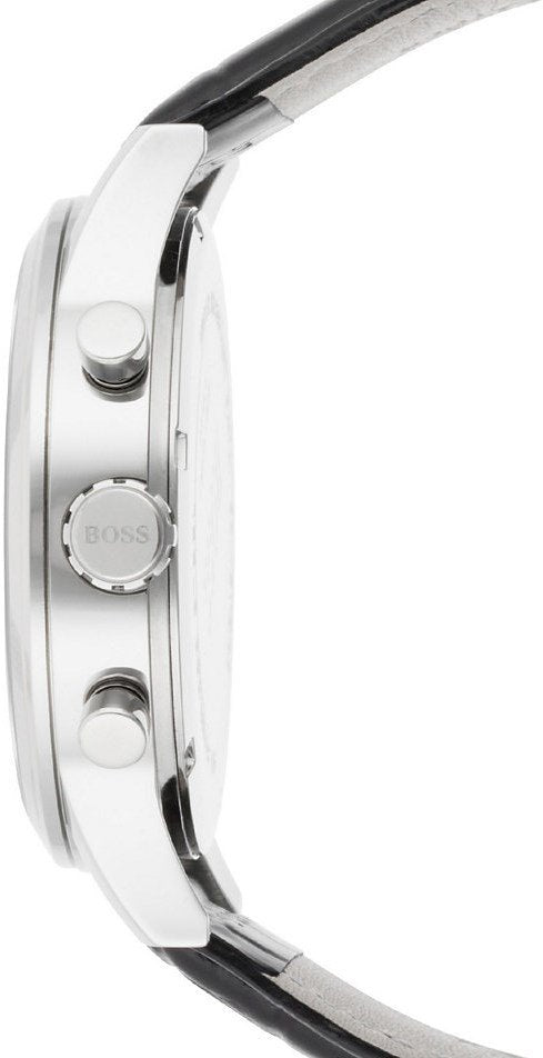 Hugo Boss Aeroliner Chronograph Black Dial Black Leather Strap Watch For Men - 1512448 Buy Now By Hugo Boss