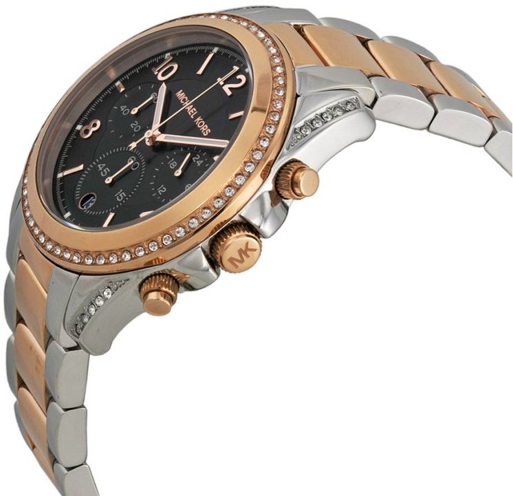 Michael Kors Blair Chronograph Black Dial Two Tone Steel Strap Watch For Women - MK6093 Buy Now By Michael Kors