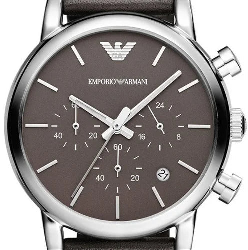 Emporio Armani Classic Chronograph Brown Dial Brown Leather Strap Watch For Men - AR1734 Buy Now By Emporio Armani