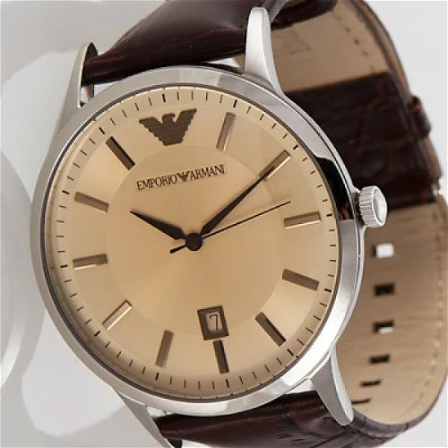 Emporio Armani Classic Quartz Brown Dial Brown Leather Strap Watch For Men - AR2427 Buy Now By Emporio Armani