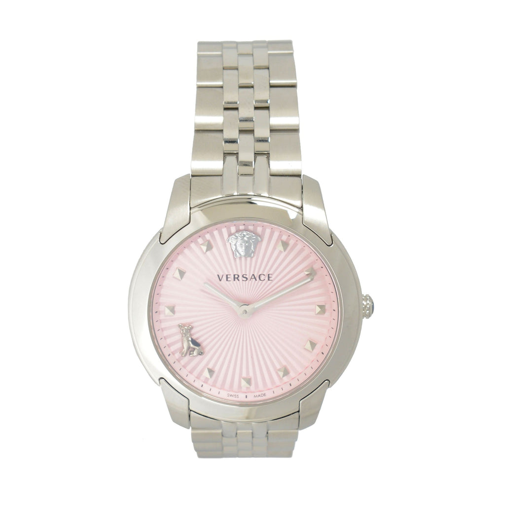Versace Audrey Quartz Pink Dial Silver Steel Strap Watch for Women - VELR00419 Buy Now By Versace