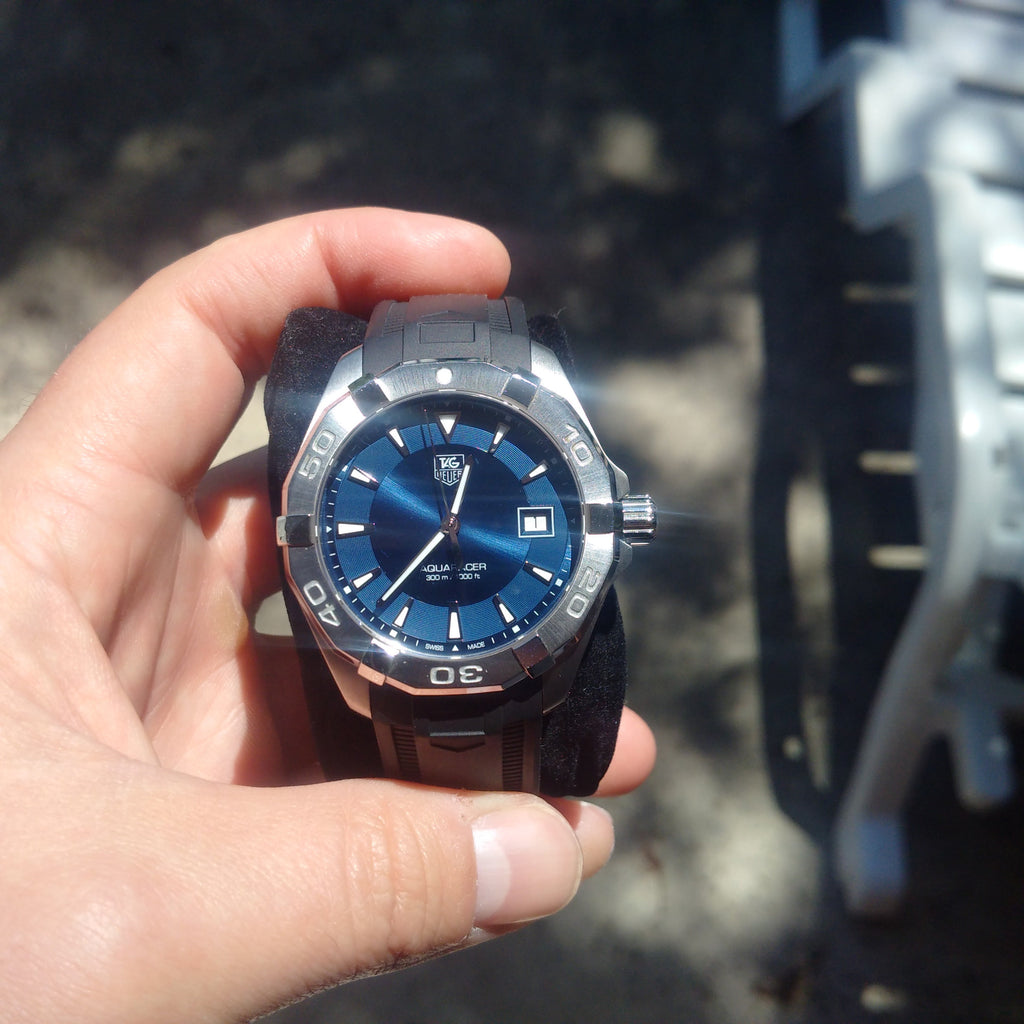 Tag Heuer Aquaracer Quartz Blue Dial Black Rubber Strap Watch for Men - WAY1112.FT8021 Buy Now By Tag Heuer