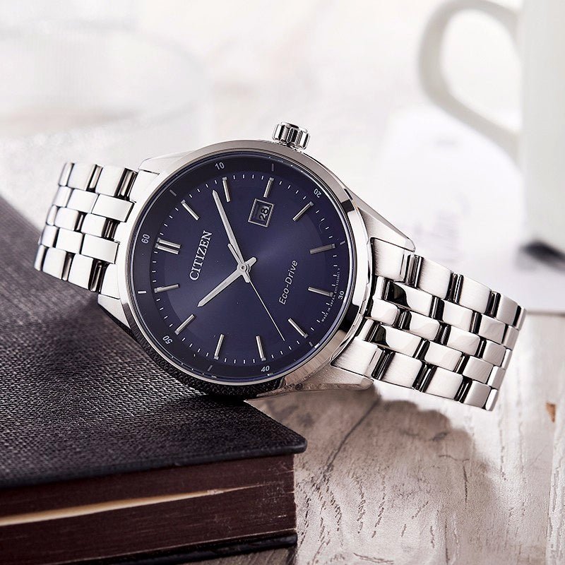 Citizen Eco Drive Blue Dial Silver Steel Strap Watch For Men - BM7250-56L Buy Now By Citizen