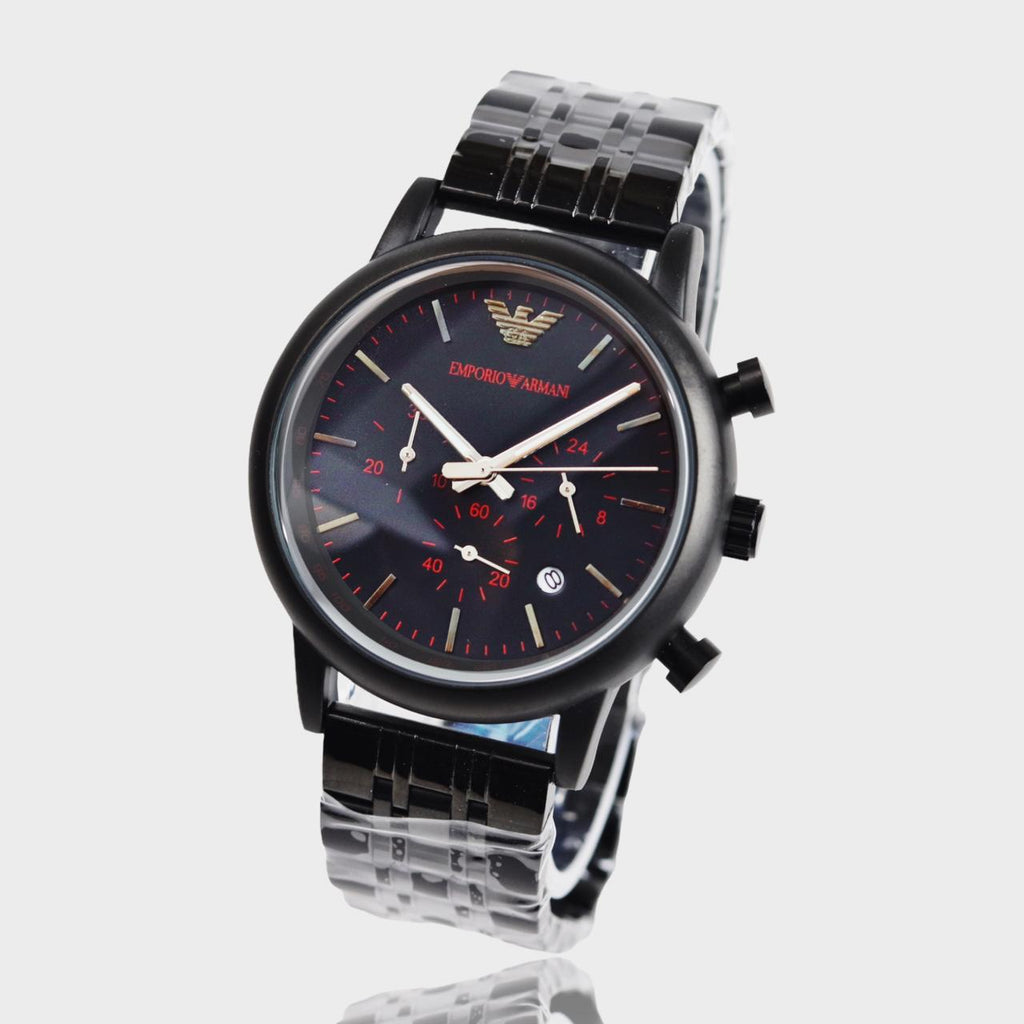 Emporio Armani Luigi Chronograph Black Dial Black Rubber Strap Watch For Men - AR11024 Buy Now By Emporio Armani