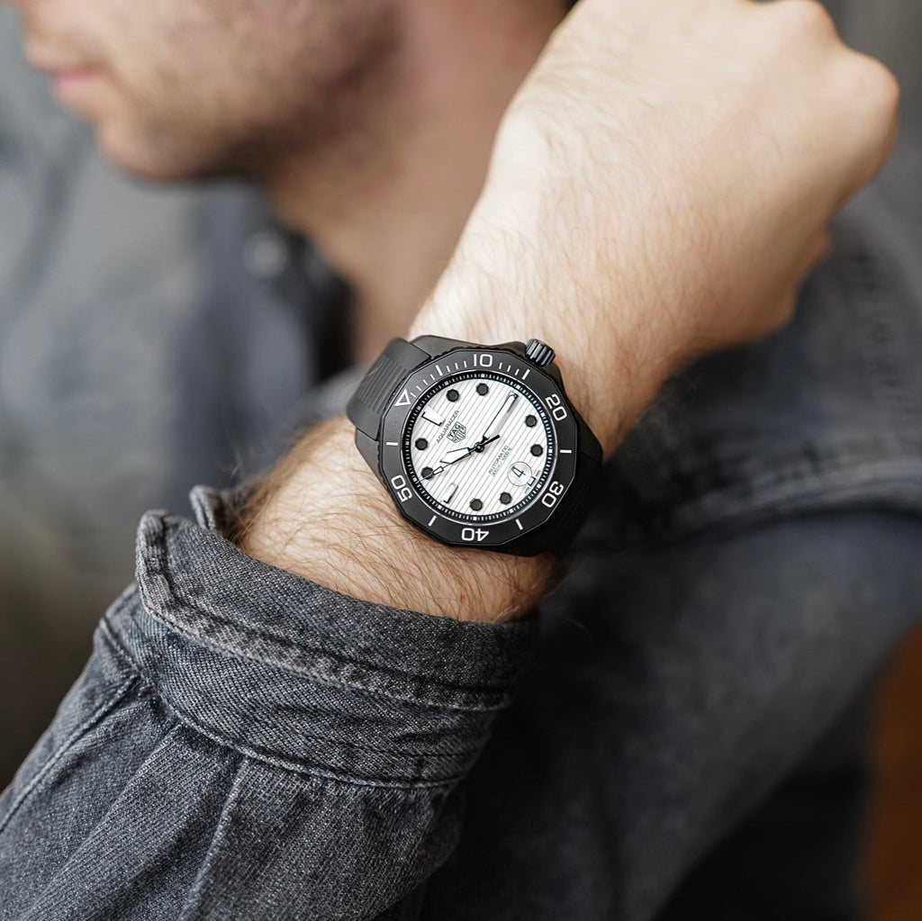 Tag Heuer Aquaracer Professional 300 Automatic White Dial Black Rubber Strap Watch for Men - WBP201D.FT6197 Buy Now By Tag Heuer