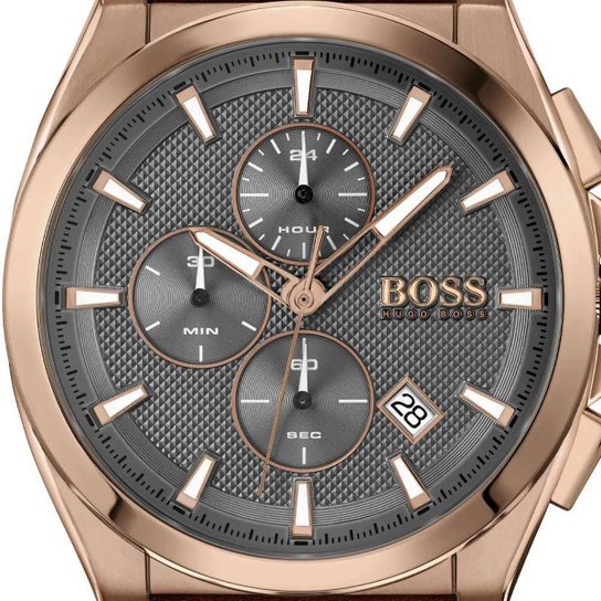 Hugo Boss Grandmaster Grey Dial Brown Leather Strap Watch for Men - 1513882 Buy Now By Hugo Boss