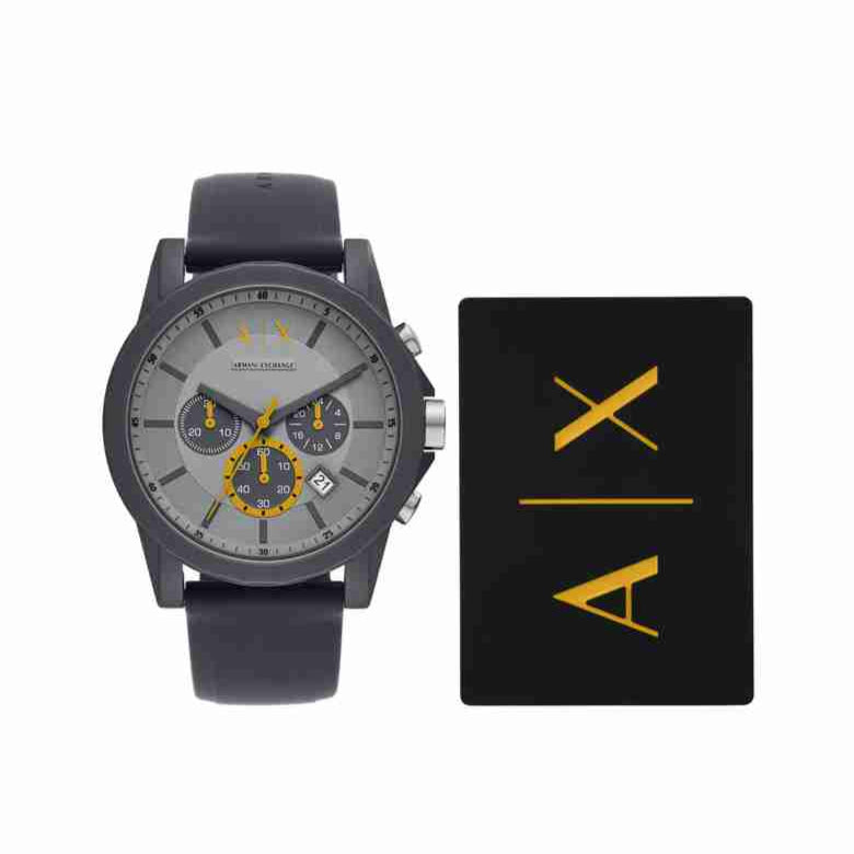 Armani Exchange Outerbanks Chronograph Grey Dial Grey Silicone Strap Watch For Men - AX7123 Buy Now By Armani Exchange