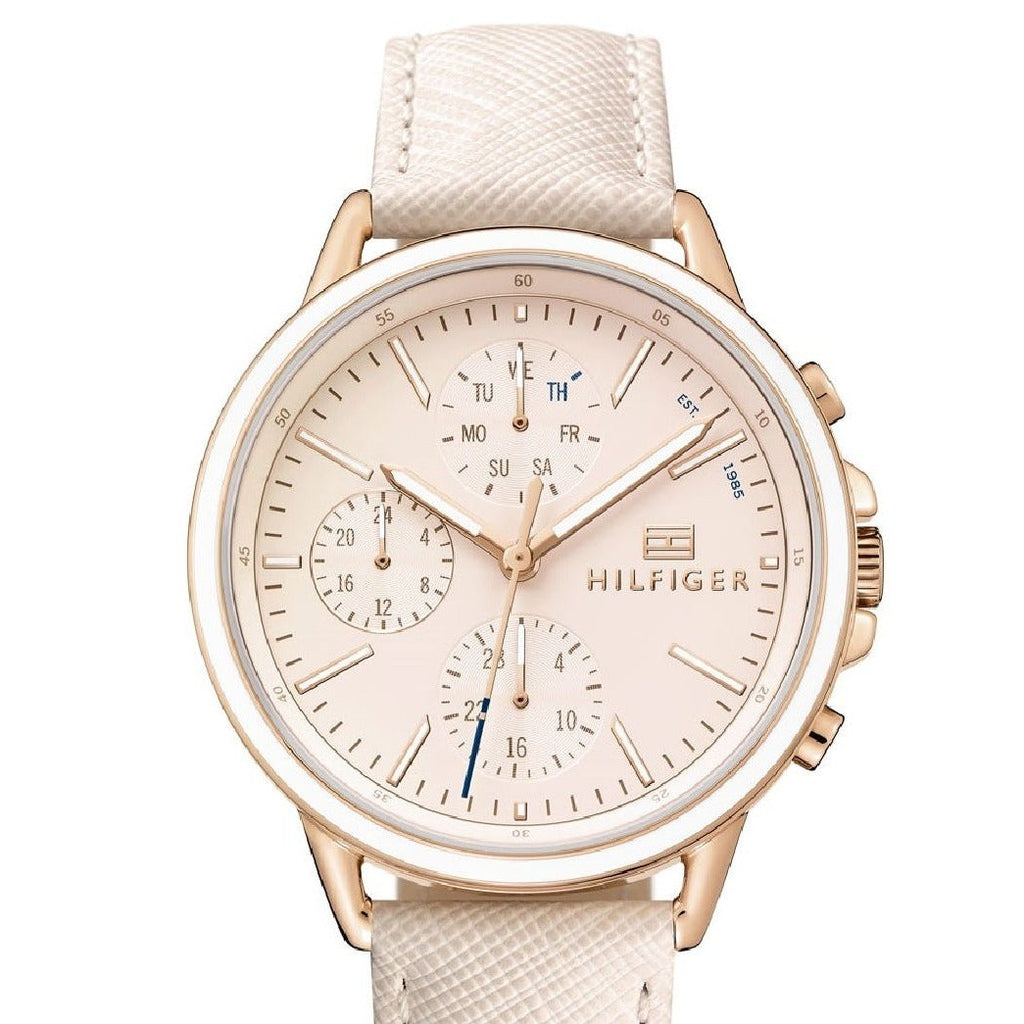 Tommy Hilfiger Carly Cream Dial Cream Leather Strap Watch for Women -1781789 Buy Now By Tommy Hilfiger