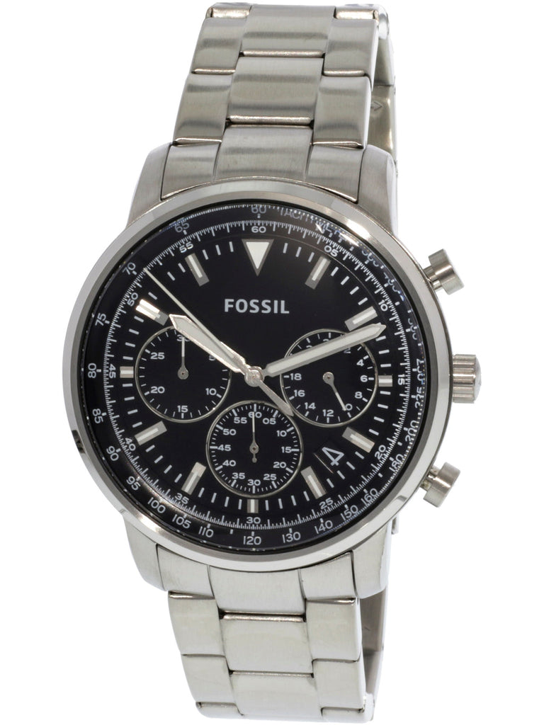 Fossil Goodwin Chronograph Black Dial Silver Steel Strap Watch for Men - FS5412 Buy Now By Fossil