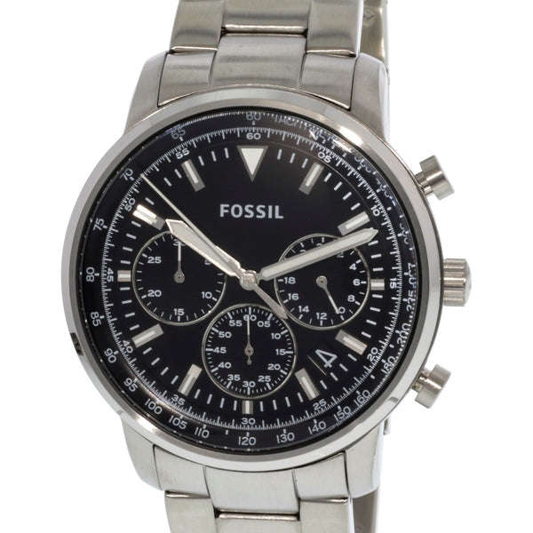 Fossil Goodwin Chronograph Black Dial Silver Steel Strap Watch for Men - FS5412 Buy Now By Fossil