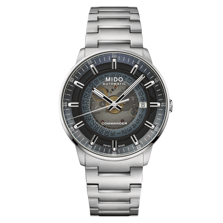 Mido Commander Automatic Gradient Blue Dial Silver Steel Strap Watch For Men - M021.407.11.411.01 Buy Now By Mido