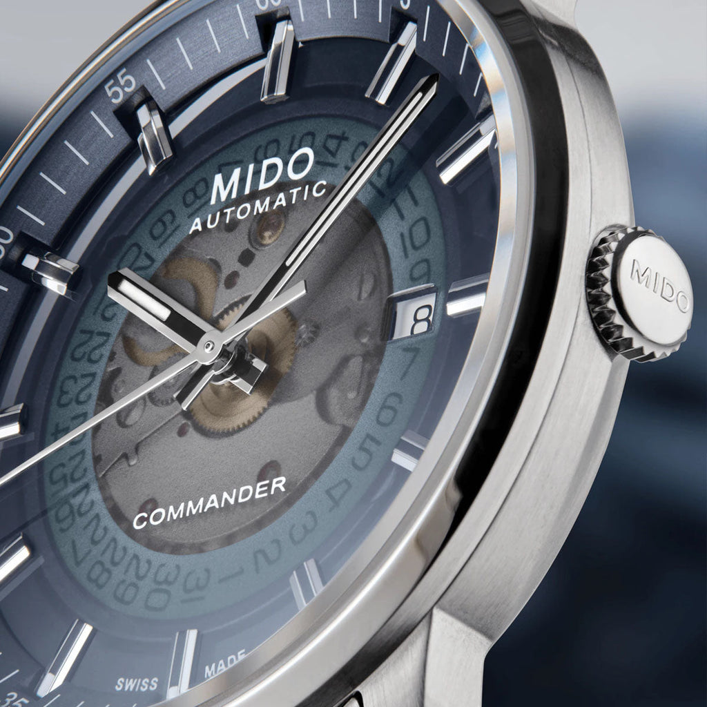 Mido Commander Automatic Gradient Blue Dial Silver Steel Strap Watch For Men - M021.407.11.411.01 Buy Now By Mido