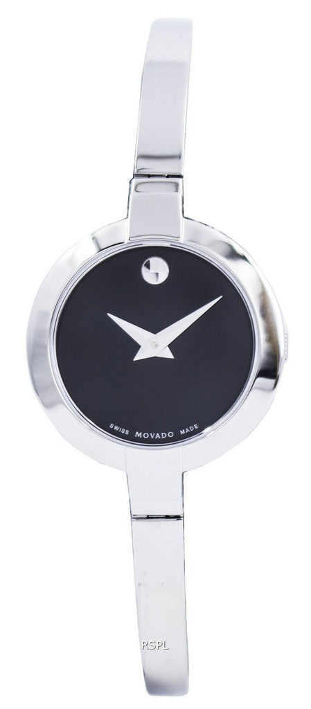 Movado Bela Black Dial Silver Steel Strap Watch For Women - 0606595 Buy Now By Movado