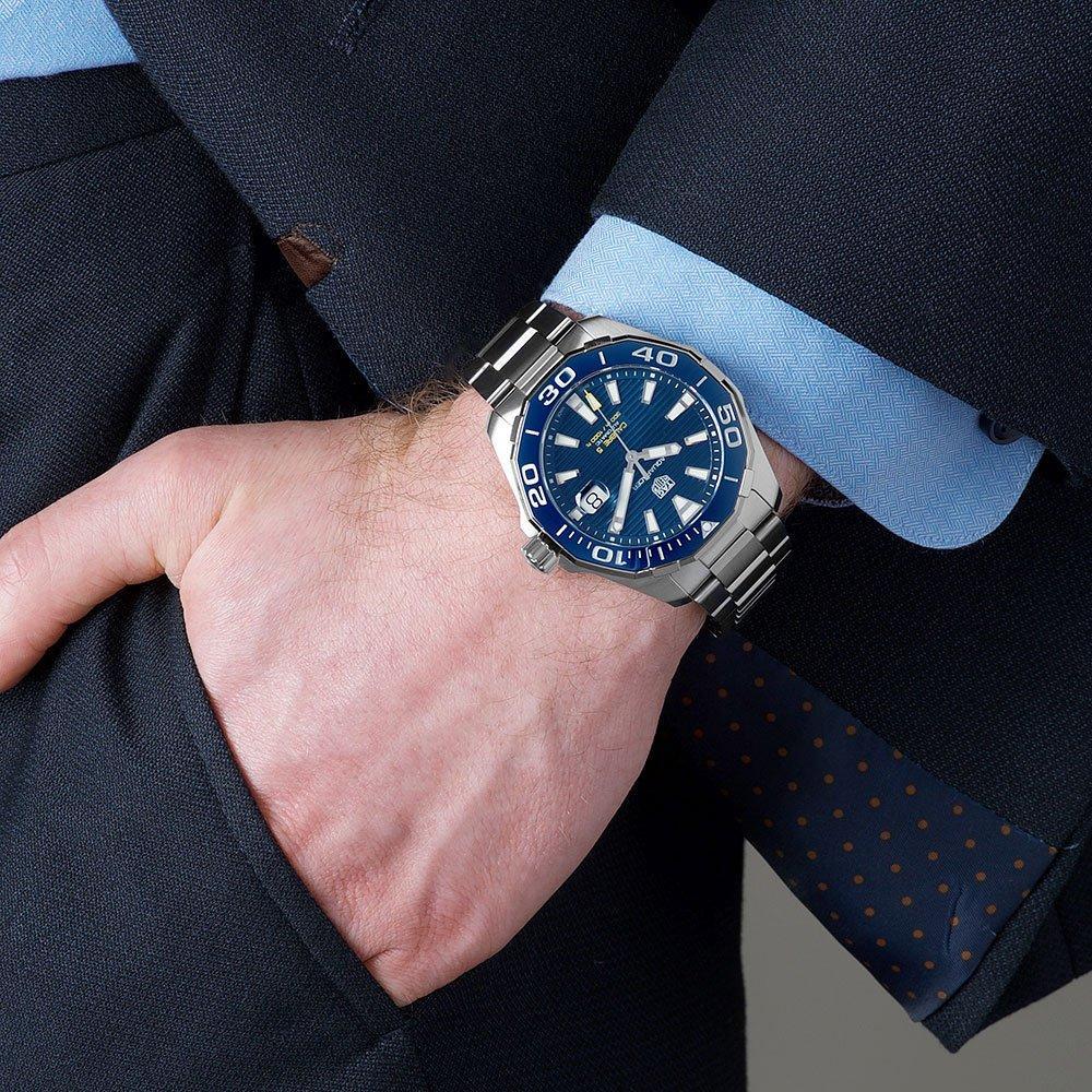 Tag Heuer Aquaracer Calibre 5 Blue Dial Silver Steel Strap Watch for Men - WAY201B.BA0927 Buy Now By Tag Heuer