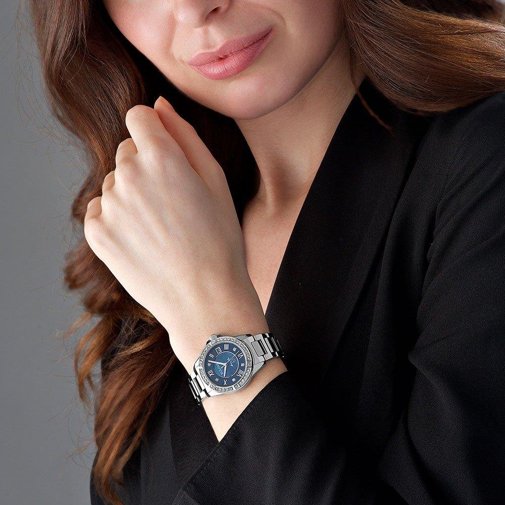 Bulova Marine Star Blue Dial Silver Steel Strap Watch for Women - 96R215 Buy Now By Bulova