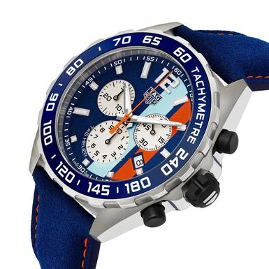 Tag Heuer Formula 1 Gulf Edition Blue Dial Blue Leather Strap Watch for Men - CAZ101N.FC8243 Buy Now By Tag Heuer