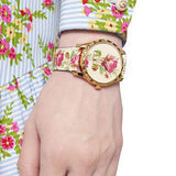 Gucci G Timeless Floral Gold Dial White Leather Strap Watch For Women - YA1264084 Buy Now By Gucci