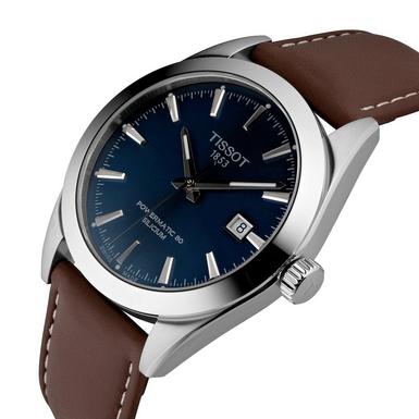 Tissot Gentlemen Powermatic 80 Silicium Blue Dial Brown Leather Strap Watch For Men - T127.407.16.041.00 Buy Now By Tissot