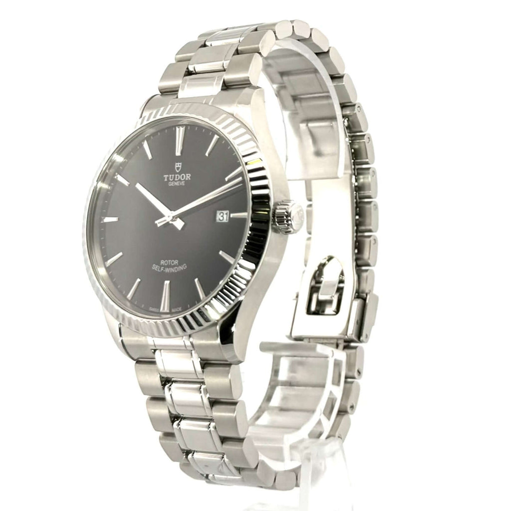 Tudor Style Automatic Black Dial Silver Steel Strap Watch for Men - M12710-0003 Buy Now By Tudor
