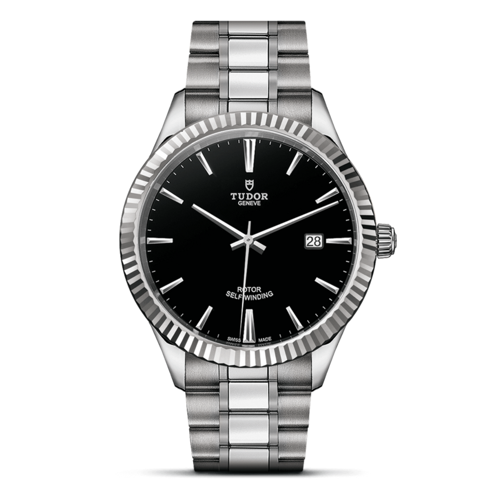 Tudor Style Automatic Black Dial Silver Steel Strap Watch for Men - M12710-0003 Buy Now By Tudor