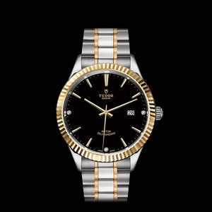 Tudor Style Automatic Diamonds Black Dial Two Tone Steel Strap Watch for Men - M12713-00011 Buy Now By Tudor