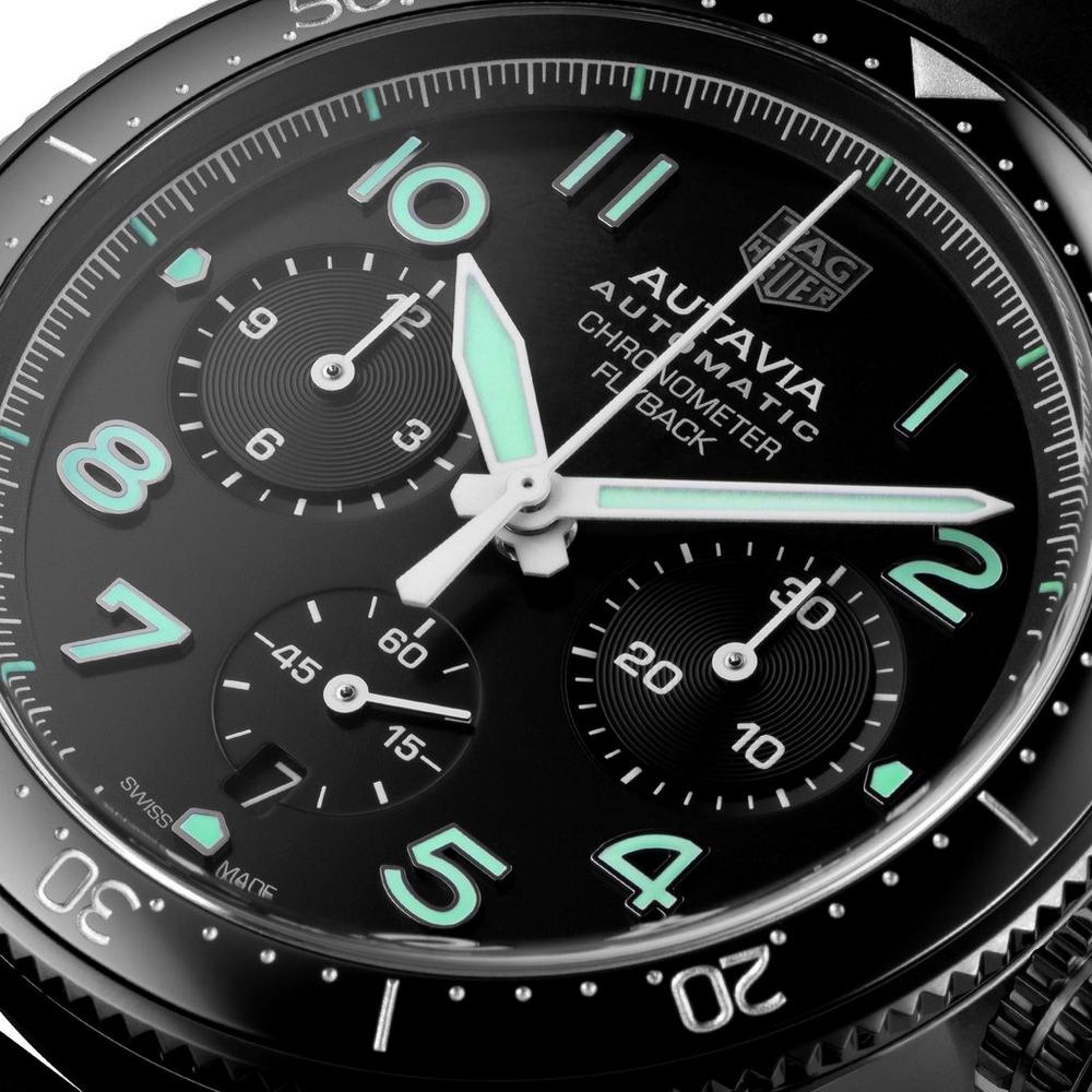 Tag Heuer Autavia Chronometer Flyback Chronograph Black Dial Black Leather Strap Watch for Men - CBE511C.FC8280 Buy Now By Tag Heuer