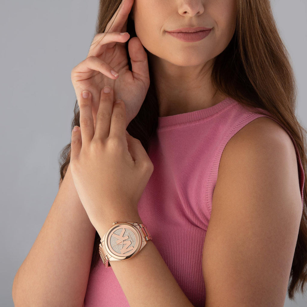 Michael Kors Janelle Quartz Crystals Rose Gold Dial Rose Gold Steel Strap Watch For Women - MK7312 Buy Now By Michael Kors