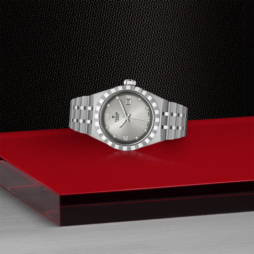 Tudor Royal Day Date Diamonds Automatic Silver Dial Silver Steel Strap Watch for Men - M28600-0002 Buy Now By Tudor