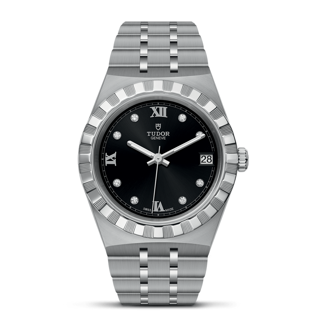 Tudor Royal Automatic Diamonds Black Dial Silver Steel Strap Watch for Men - M28600-0004 Buy Now By Tudor