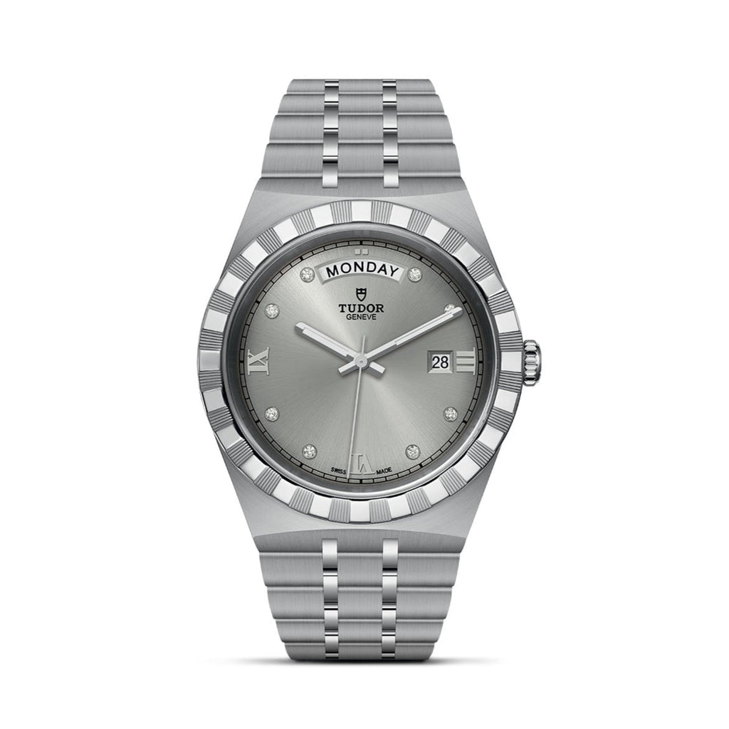 Tudor Royal Day Date Diamonds Automatic Silver Dial Silver Steel Strap Watch for Men - M28600-0002 Buy Now By Tudor