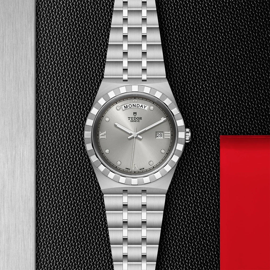 Tudor Royal Day Date Diamonds Automatic Silver Dial Silver Steel Strap Watch for Men - M28600-0002 Buy Now By Tudor