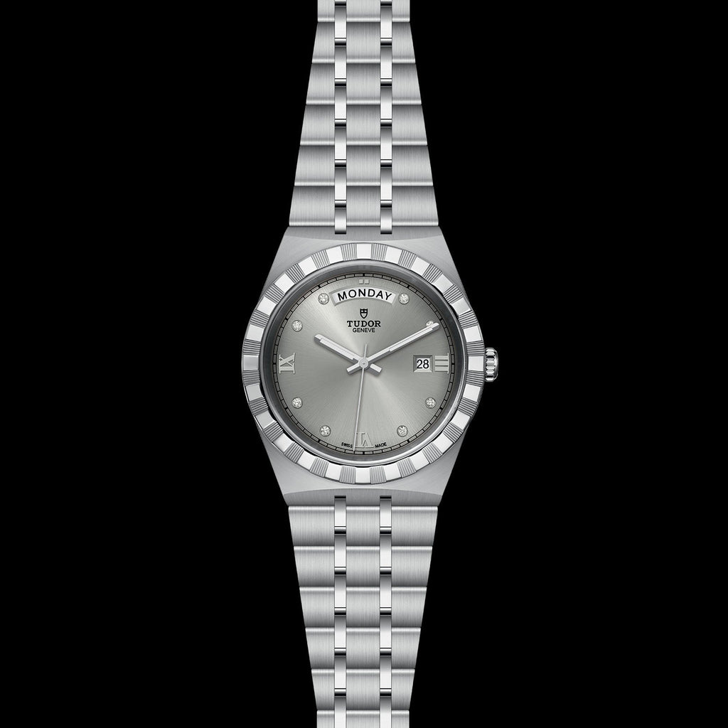 Tudor Royal Day Date Diamonds Automatic Silver Dial Silver Steel Strap Watch for Men - M28600-0002 Buy Now By Tudor