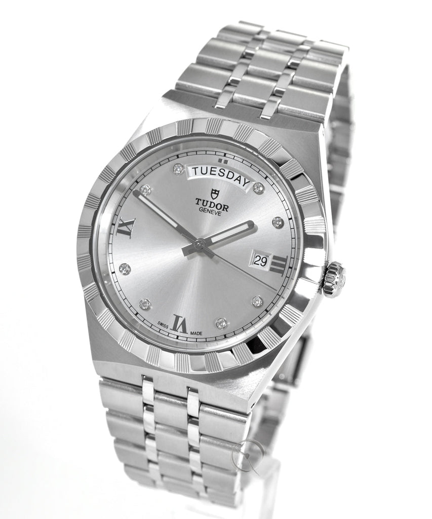 Tudor Royal Day Date Diamonds Automatic Silver Dial Silver Steel Strap Watch for Men - M28600-0002 Buy Now By Tudor