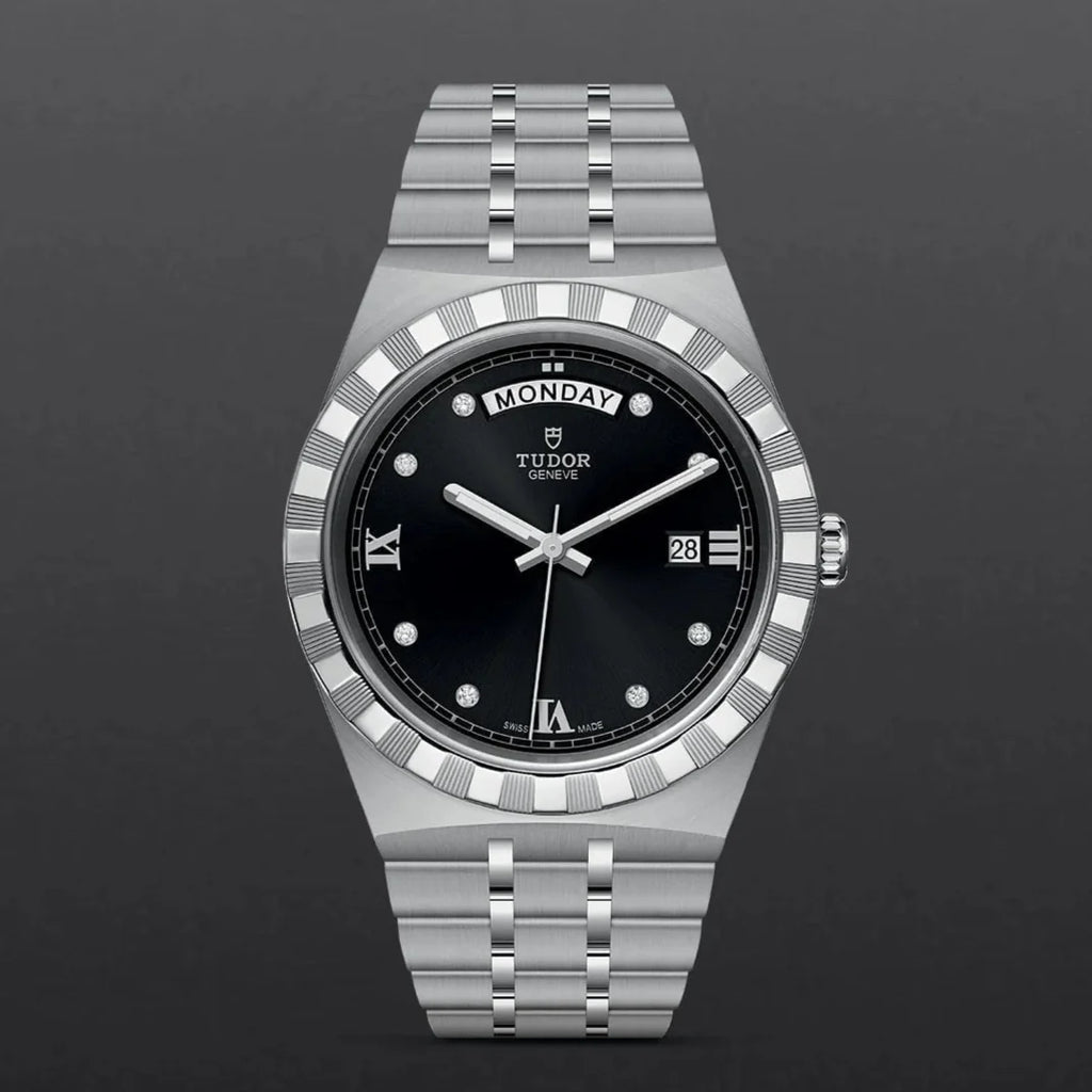 Tudor Royal Automatic Diamonds Black Dial Silver Steel Strap Watch for Men - M28600-0004 Buy Now By Tudor