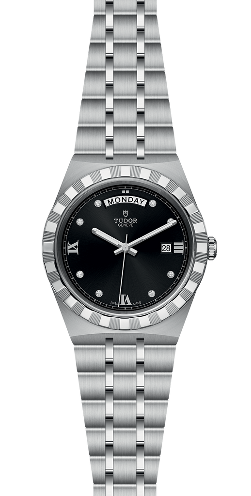 Tudor Royal Automatic Diamonds Black Dial Silver Steel Strap Watch for Men - M28600-0004 Buy Now By Tudor
