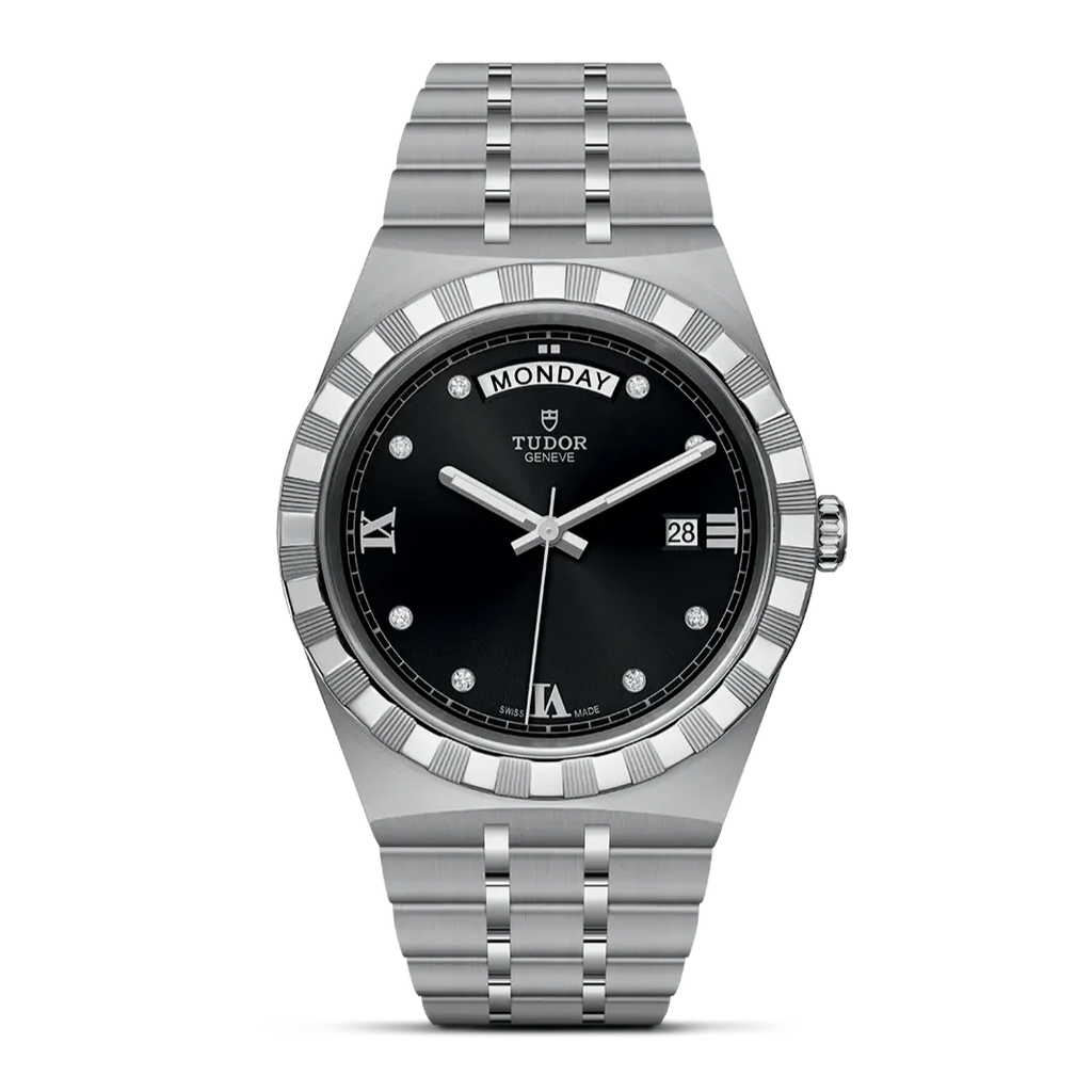 Tudor Royal Automatic Diamonds Black Dial Silver Steel Strap Watch for Men - M28600-0004 Buy Now By Tudor