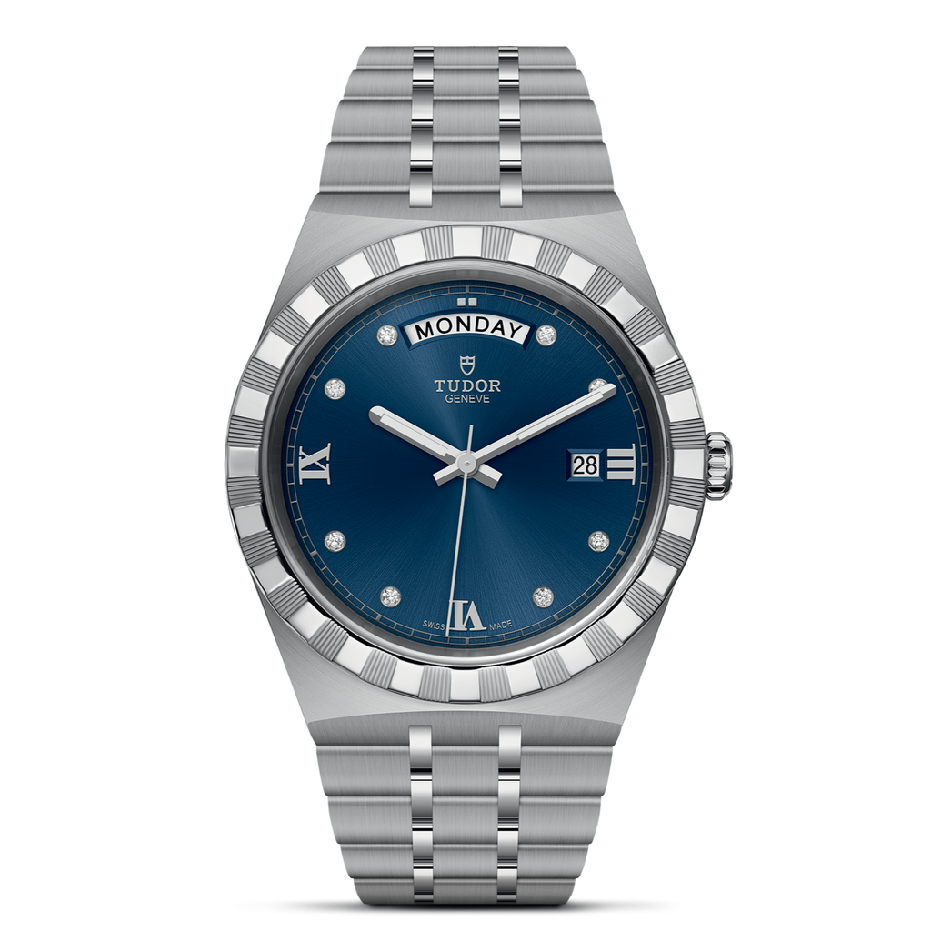 Tudor Royal Automatic Diamonds Blue Dial Silver Steel Strap Watch for Men - M28600-0006 Buy Now By Tudor