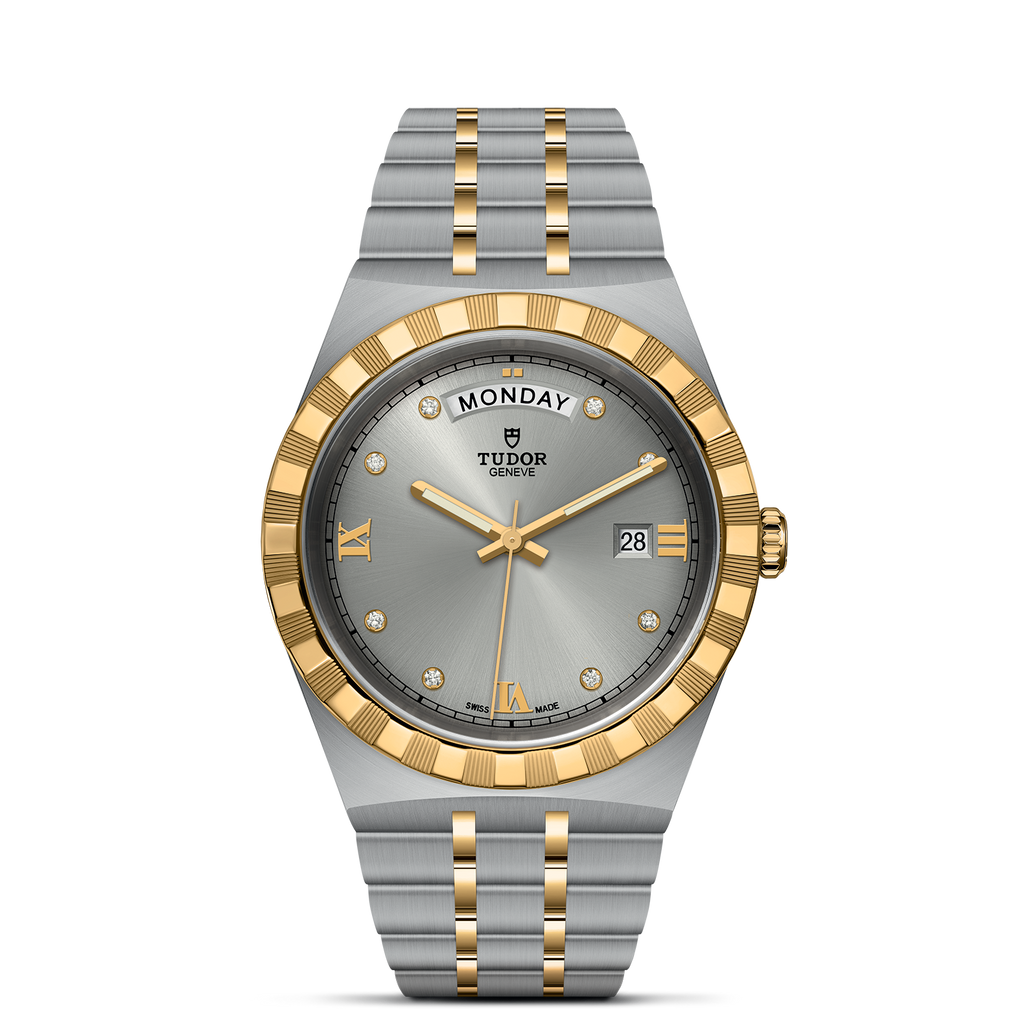 Tudor Royal Diamonds Automatic Grey Dial Two Tone Steel Strap Watch for Men - M28603-0002 Buy Now By Tudor