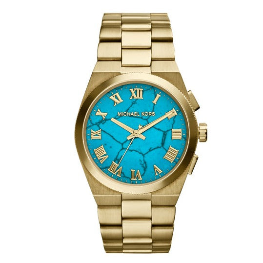 Michael Kors Channing Turquoise Dial Gold Steel Strap Watch For Women - MK5894 Buy Now By Michael Kors
